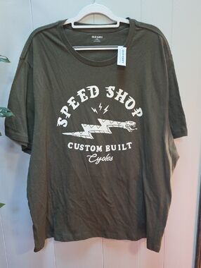 Old Navy Olive Green 'Speed Shop' Graphic Tee